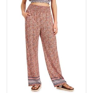 Kingston Grey Junior’s L Printed Floral Multicolor Wide-Leg Pull-On Pants Flowy